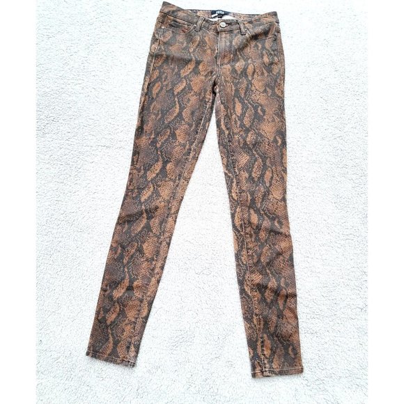 Paige Hoxton Ultra Skinny Coated Brown Snakeskin Jeans Size 27 NWOT - Picture 2 of 12